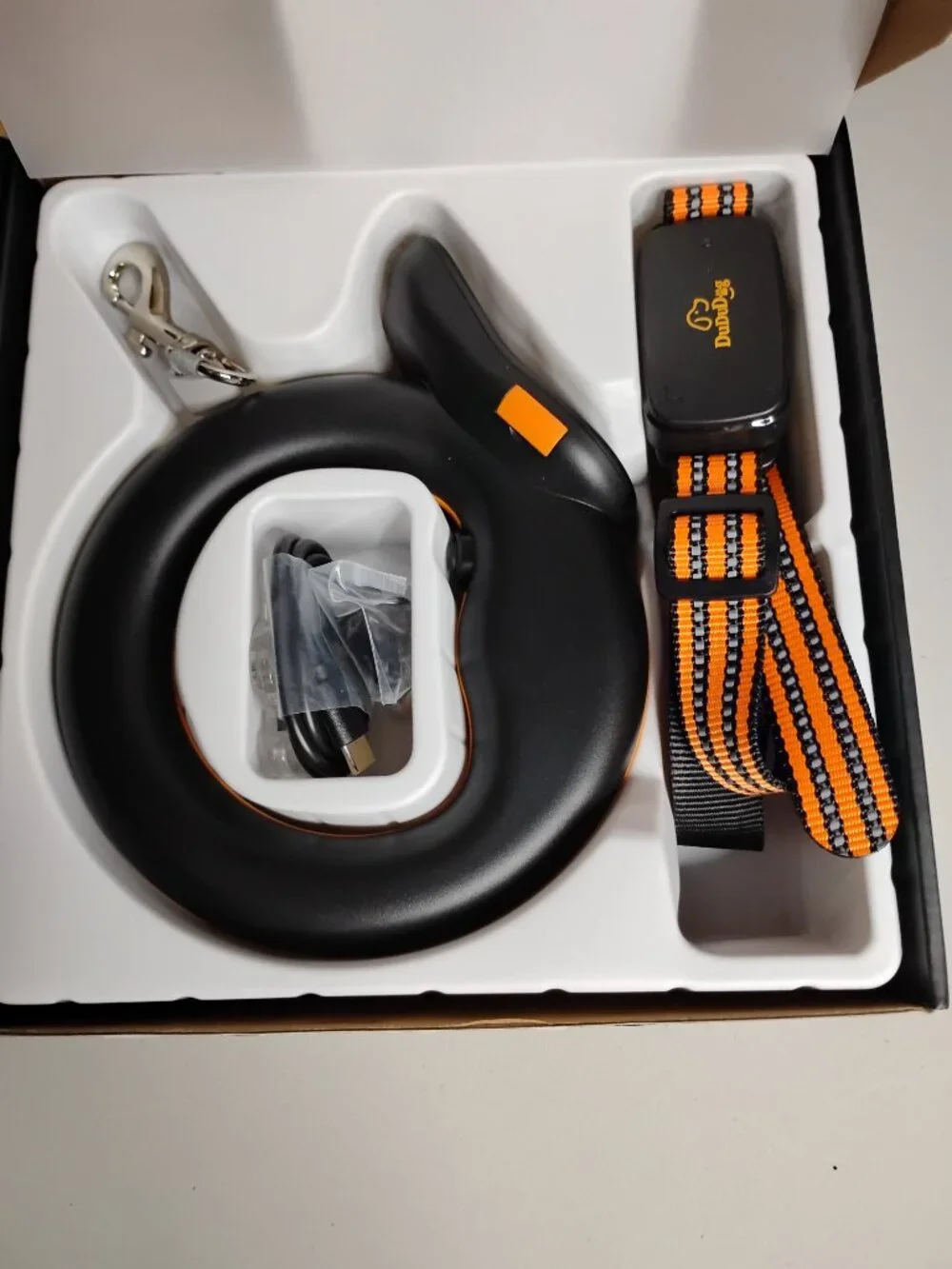 Retractable Leash & E-Collar 2-in-1 Training Set Orange and Black